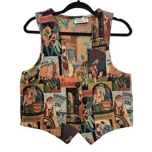 Vintage 80s Tapestry Vest Size Small Boho Academia